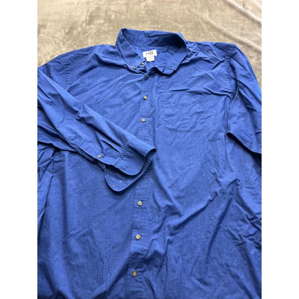 Harbor Bay DXL Mens 4XLT Blue Long Sleeve Button Down Shirt Big & Tall 5353